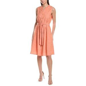 Sharagano Womens Sleeveless Shirtdress, Orange